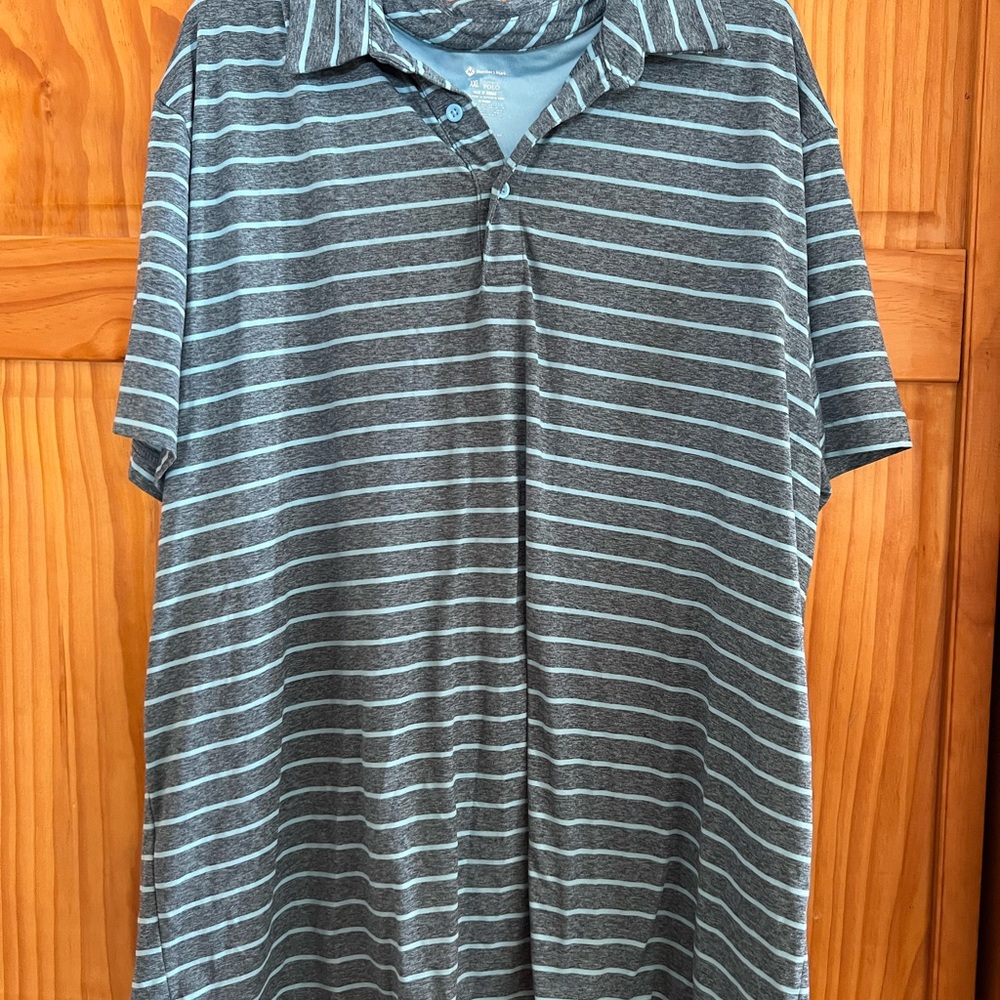 Classic Gray Striped Polo Shirt